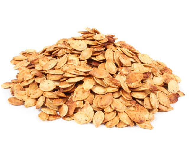 Roasted pumpkin seeds (a delicious salty treat!).